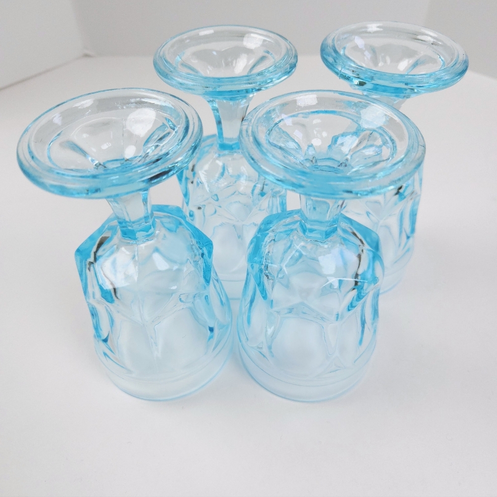 Anchor Hocking Fairfield Sky Blue Glass Water Goblets 5 Inch Stemware MCM - Picture 8 of 10